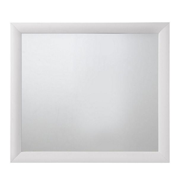 Wooden Framed Mirror with Rectangular Shape, Silver and White Benzara