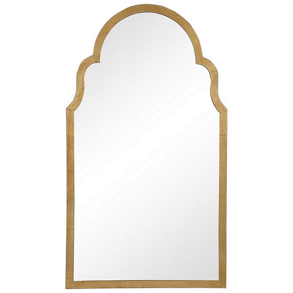 Sleek Elongated Quatrefoil Frame Mirror, Gold Benzara