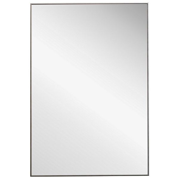 Rectangular Thin Wooden Frame Mirror, Silver Benzara