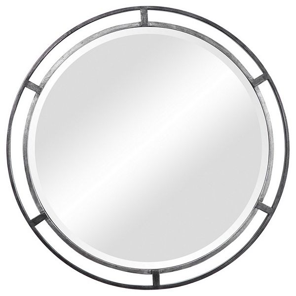 30 Inches 3 Dimensional Round Metal Frame Wall Mirror, Silver Benzara