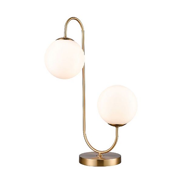 22" Aged Brass and White Glass Elegant Moondance 2-Light Freestanding Curved Floor Lamp Contemporary Home Living