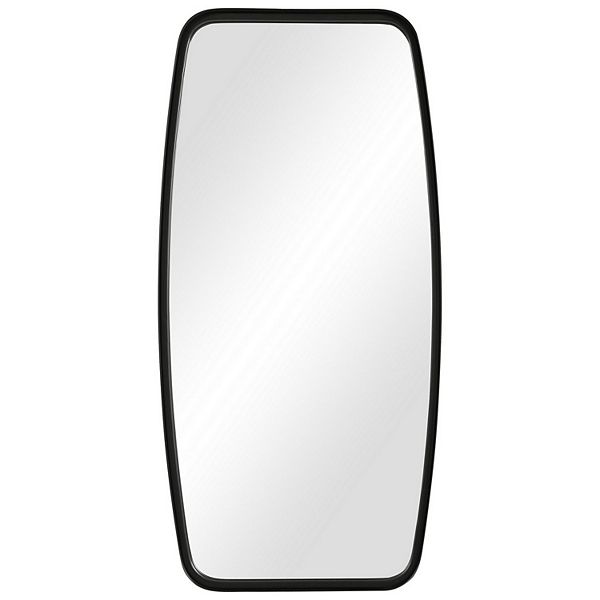 Rectangular Metal Frame Mirror with Curved Edges, Black Benzara