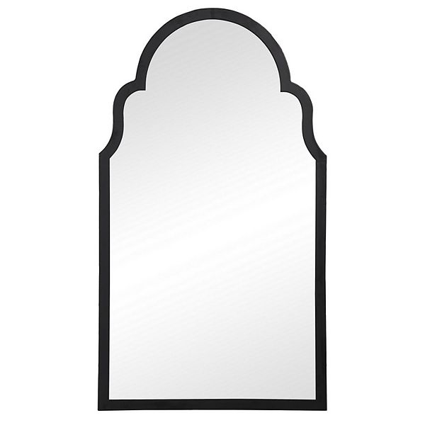 Sleek Elongated Quatrefoil Frame Mirror, Black Benzara