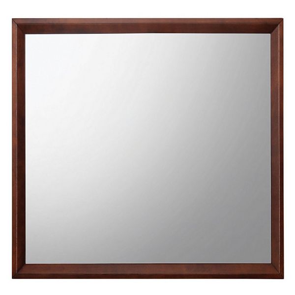 Rectangular Shape Wooden Frame with Mirror Encasing, Brown and Silver Benzara