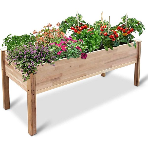 Jumbl Raised Garden Bed, 72x 23x30” Wooden Elevated Flower & Herb Planter Box Jumbl