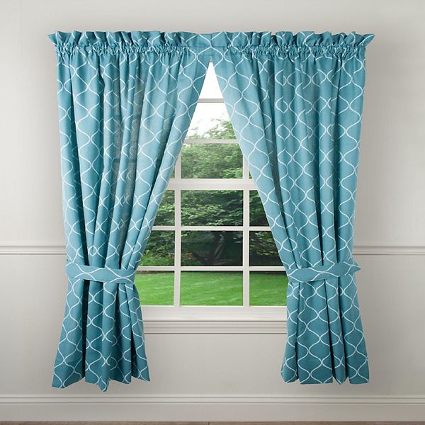 Trellis 2-Panels Unlined Stylish Design Window Curtain Tailored Pair with Ties Ellis Curtain