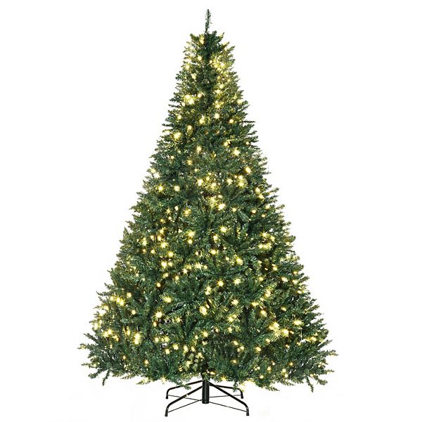 7ft Pre-lit Artificial Christmas Tree Spruce Hinged 700 Leds Lights Decorations HomCom