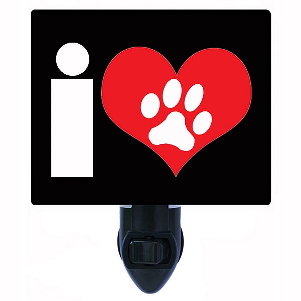 Фоторамка декоративная для собак 'I Heart My Paw' с поворотной вилкой, стеклянным экраном и сменными вставками Night Light Designs