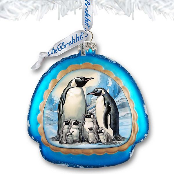 A Love on Ice - Penguin's Family Rainbow Glass Ornament by G. Debrekht - Wildlife Holiday Decor - 756-019 G.DeBrekht