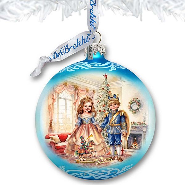 Nutcracker Ballet Scene - Clara and Prince Lg Glass Christmas Ornament by G. Debrekht - Christmas Décor G.DeBrekht