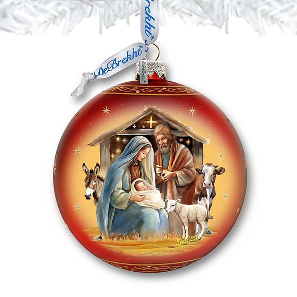 Born Under Bright Star Nativity Lg Glass Ornament by G. Debrekht - Nativity Holiday Décor G.DeBrekht