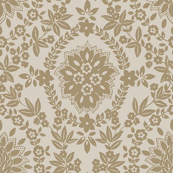 RoomMates Blue and Silver Boho Baroque Damask Peel and Stick Wallpaper RoomMates