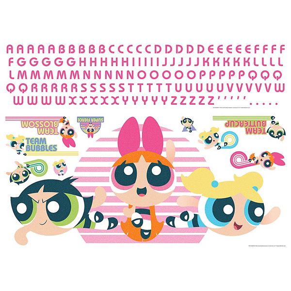 RoomMates Pink and Yellow Powerpuff Girls Giant Peel and Stick Alphabet Personalization Wall Decals RoomMates