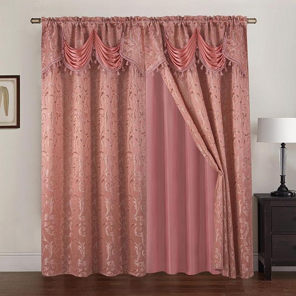 Franklin 2 Pack Double Panel Rose Floral Printed Grommet Curtain Panels RT Design