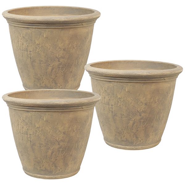 Anjelica Outdoor Flower Pot Planter - 24-Inch - 3-Pack Sunnydaze Decor