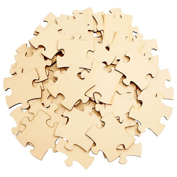 50 Blank Wooden Puzzle Pieces For Crafts, Unfinished Jigsaw, 3x3.5 In Bright Creations