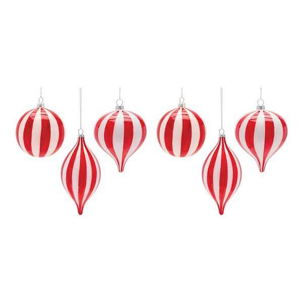 Melrose Striped Glass 6-pc. Ornament Set Melrose