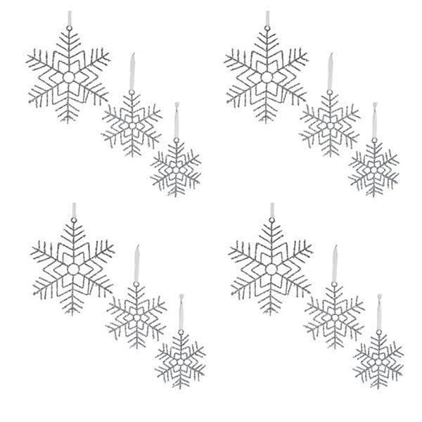 Melrose Glitter Snowflake 12-pc. Ornament Set Melrose