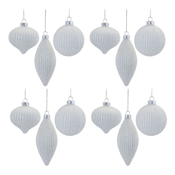 Melrose Glittered Glass 12-pc. Ornament Set Melrose