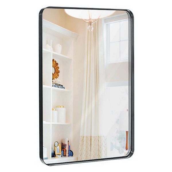 24x36 Inch Metal Black Frame Mirror For Bathroom Brushed Rectangular Razor Shopping