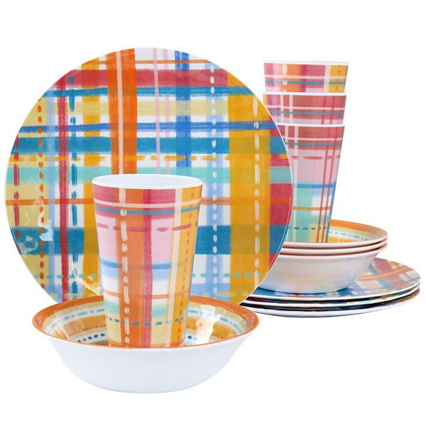 Laurie Gates California Designs Casablanca 12 Piece Melamine Dinnerware Set Laurie Gates