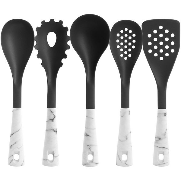 Oster 5 Piece Nylon Kitchen Tool Set in White Marble Oster Cocina