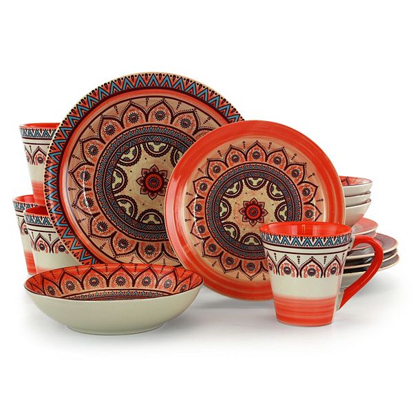 Elama Zen Rust Mozaik 16 Piece Dinnerware Set Elama