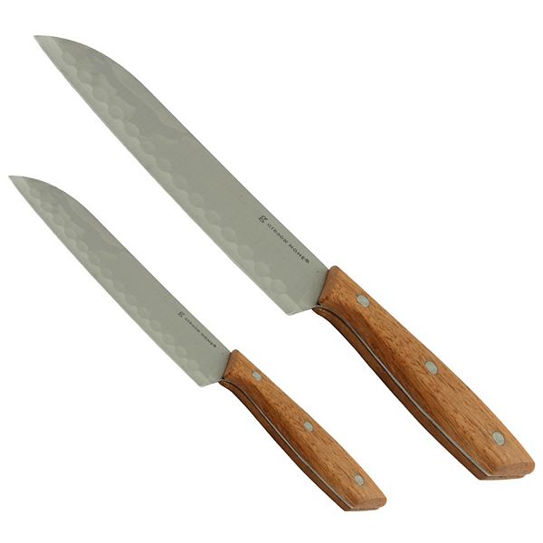 Gibson Home Seward 2 Piece Stainless Steel Santoku Knife Cutlery Set with Wood Handles Gibson Home