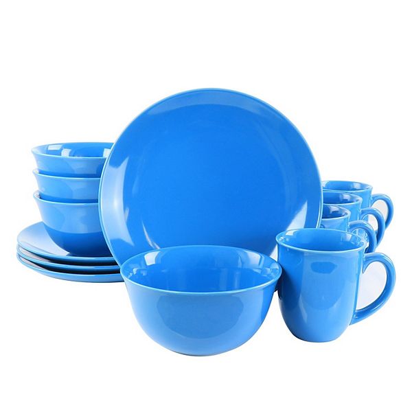 Gibson Home Mercer 12 Piece Blue Stoneware Dinnerware Set Gibson Home