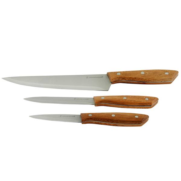 Gibson Home Seward 3 Piece Stainless Steel Cutlery Set with Wood Handles Gibson Home