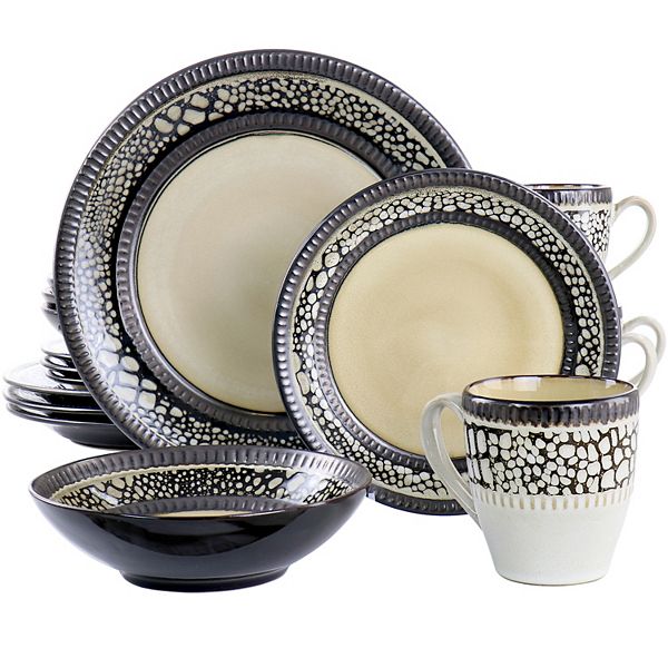 Elama Desert Sand 16 Piece Stoneware Dinnerware Set Elama