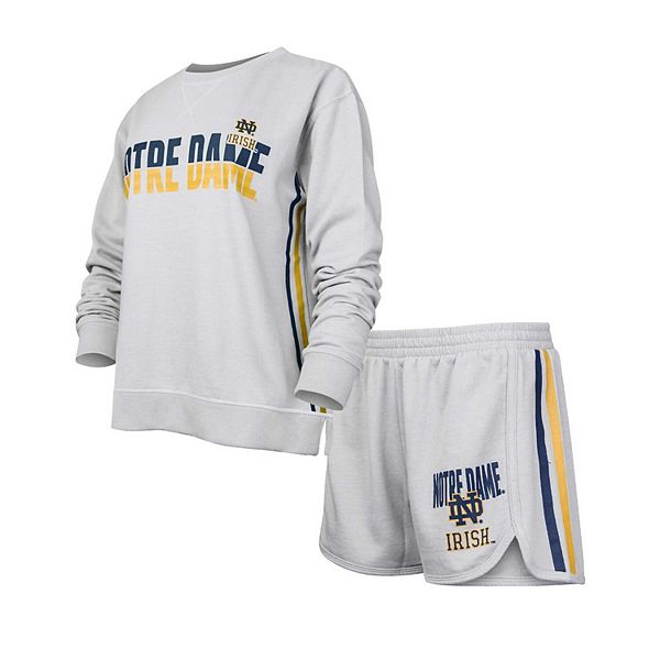 Women's Concepts Sport Gray Notre Dame Fighting Irish Cedar Tri-Blend Long Sleeve T-Shirt & Shorts Sleep Set Unbranded