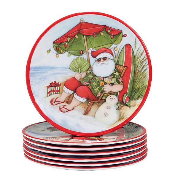 Certified International Set of 6 Santa's Wish Salad Plates Certified International