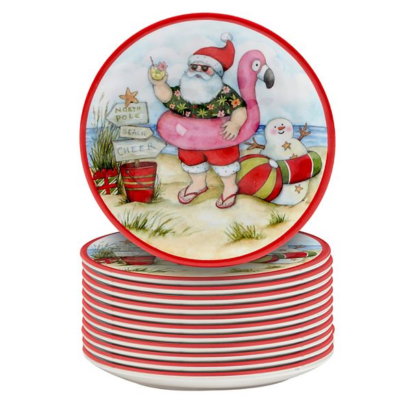 Certified International Set of 12 Santa's Wish Canape Plates Certified International