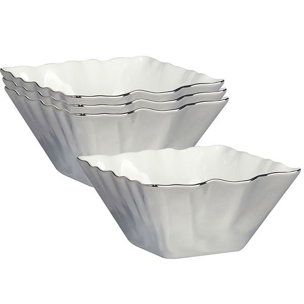 Certified International Set of 4 Silver Coast Snack Bowls Certified International