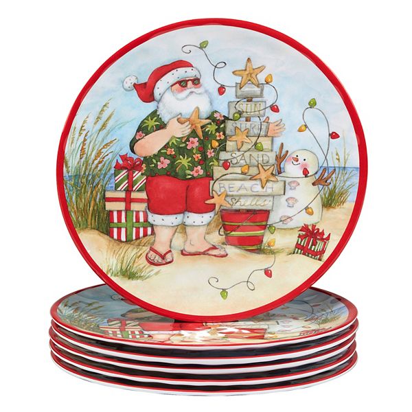 Certified International Set of 6 Santa's Wish Dinner Plates Certified International