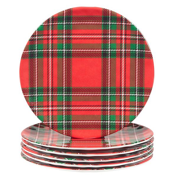 Certified International Set of 6 Christmas Plaid Salad Plates Certified International