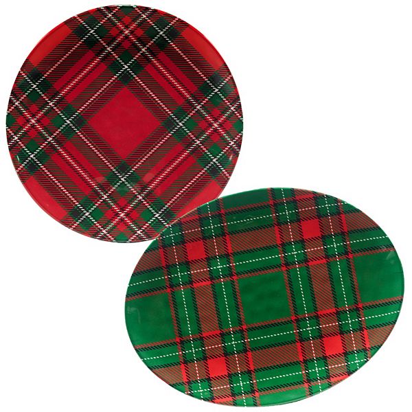 Certified International 2-Piece Christmas Plaid Platter Set Certified International