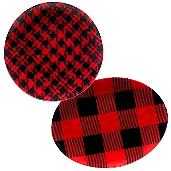 Certified International 2-Piece Red Buffalo Plaid Platter Set Certified International