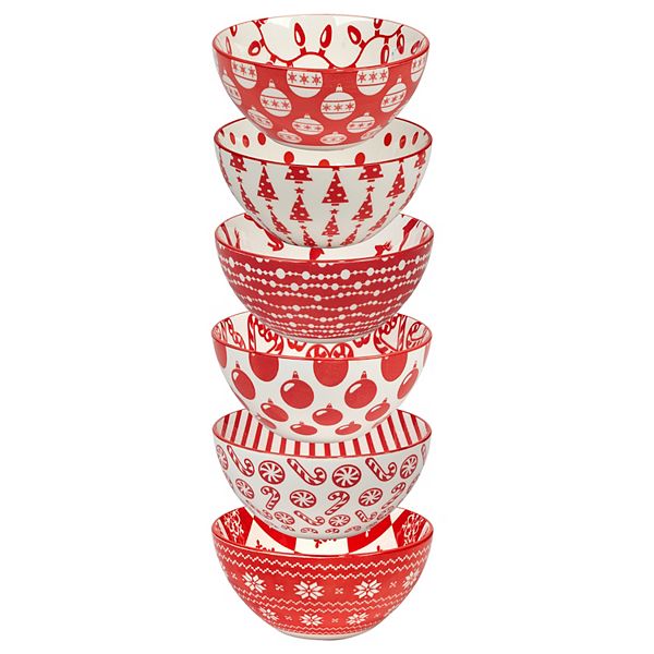 Certified International Set of 6 Peppermint Candy All Purpose Bowls Certified International