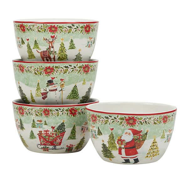 Certified International Set of 4 Joy of Christmas Ice Cream Bowls Certified International