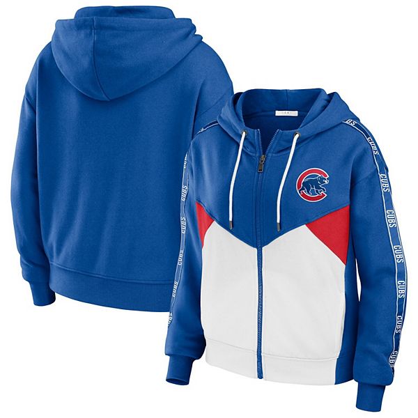 Женская Футболка WEAR by Erin Andrews Роял/Белый Chicago Cubs Color Block с Полной Застёжкой WEAR by Erin Andrews