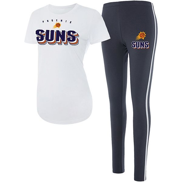 Women's Concepts Sport White/Charcoal Phoenix Suns Sonata T-Shirt & Leggings Sleep Set Unbranded