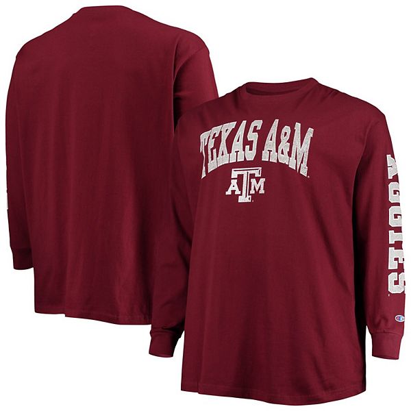 Мужская Футболка Champion Maroon Texas A&M Aggies Big & Tall 2-Hit Long Sleeve Champion