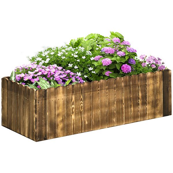 Wooden Raised Garden Flower Bed Vegetable Plant Backyard Planter Box Outsunny