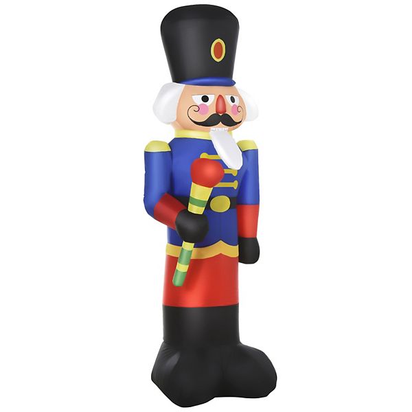 Outside Lawn, Flashy 8ft Inflated Christmas Nutcracker Soldier With Scepter HomCom