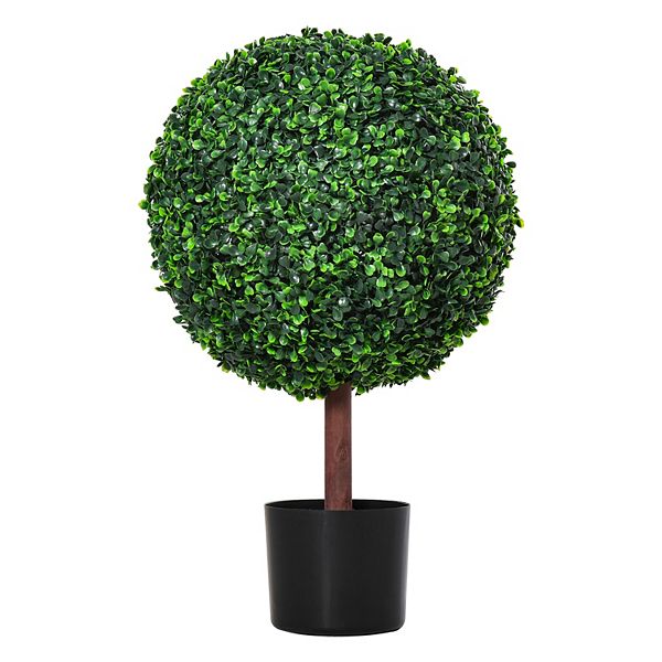 Indoor/outdoor 23.5 Inch Faux Boxwood Greenery W/ High-quality Color & Pot Outsunny