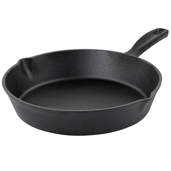 Oster Cocina Castaway 10 Inch Round Cast Iron Frying Pan with Dual Spouts Oster Cocina