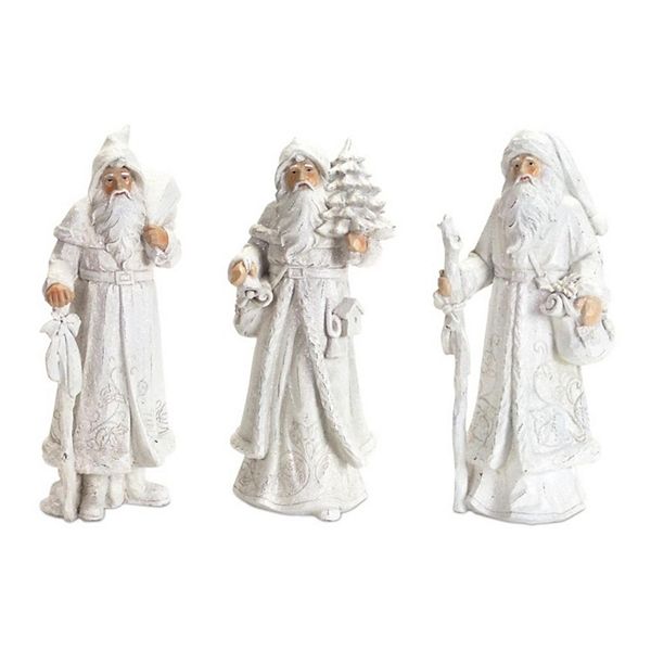 Set of 3 Glistening Winter Christmas Santa Clause Decorative Figurines 13” Diva At Home