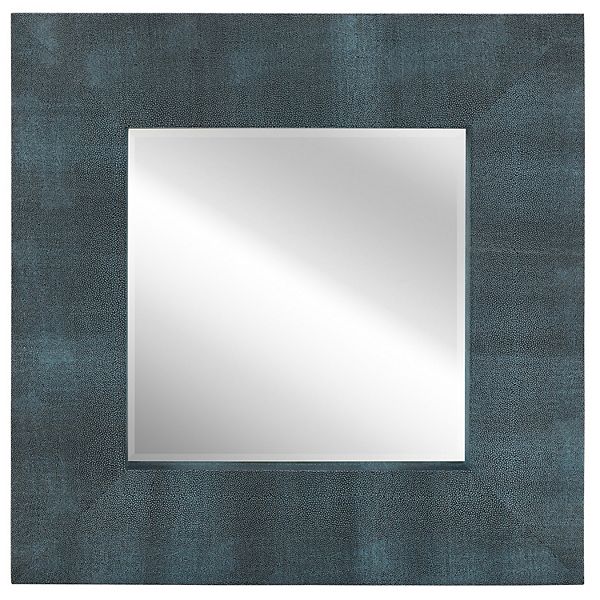 Empire Art Direct Metallic Shagreen Leather Framed Beveled Mirror Empire Art Direct